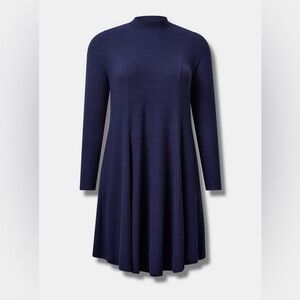 At The Knee Hacci Mock Neck Fit N Flare Dress 0X